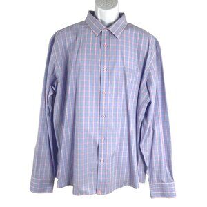 Untuckit Colmillos WF Shirt Mens 3XL Blue Pink Plaid Button Front Cotton TP-2733